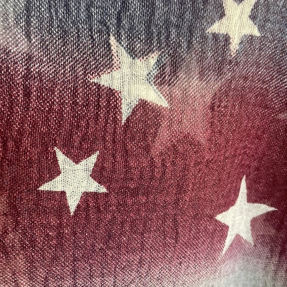 Scarf Americana Independence Day Patriotic red white blue stripes & stars fringe - Picture 6 of 8